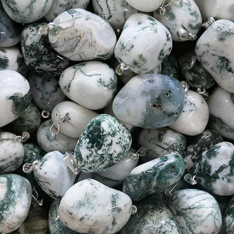 Pendentif agate arbre Inde A (pierre roulée) - La Boite à Cailloux