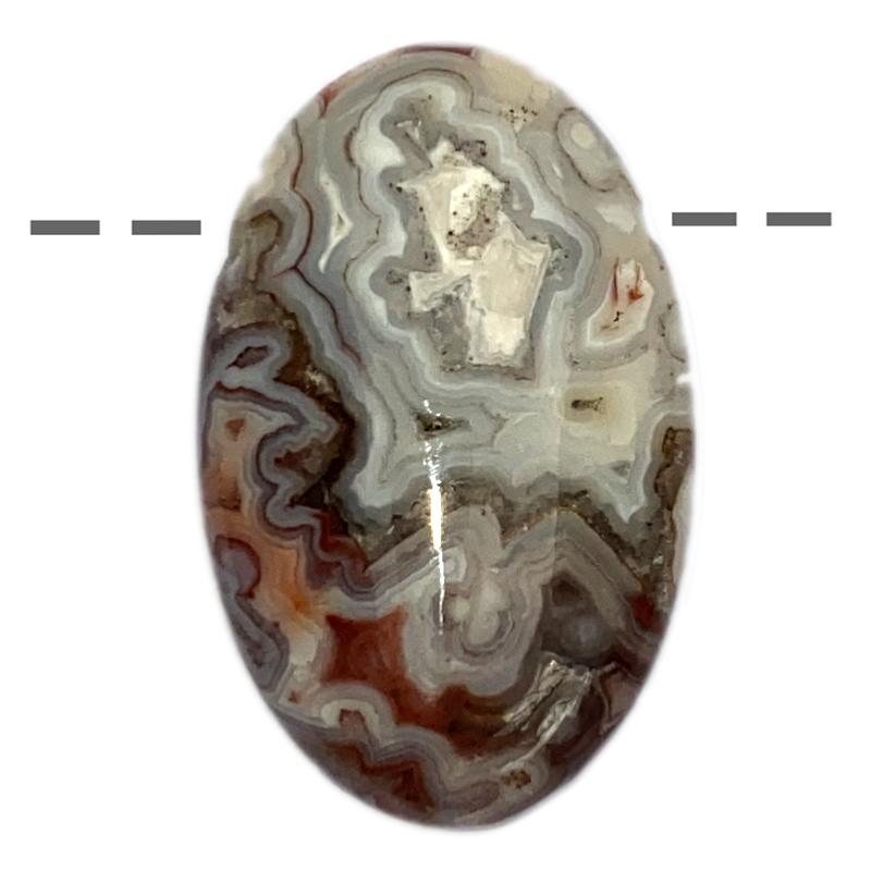 Pendentif agate crazy lace A ovale (pierre trouée) + cordon - La Boite à Cailloux