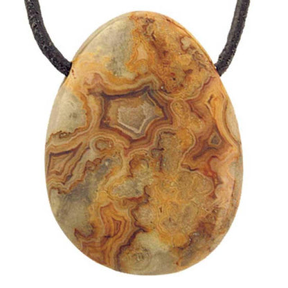 Pendentif agate crazy lace A (pierre trouée) + cordon - La Boite à Cailloux