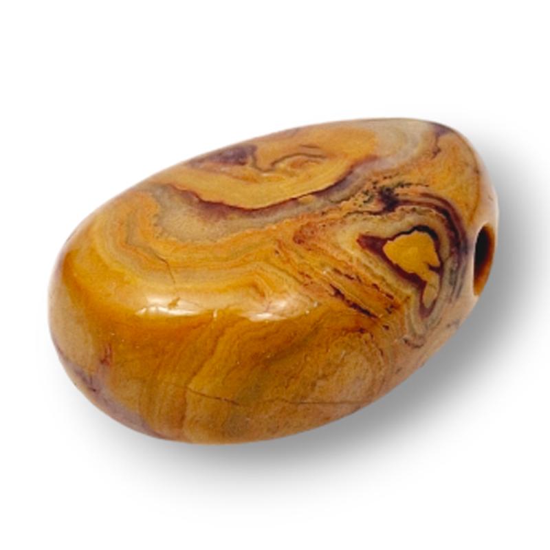 Pendentif agate crazy lace A (pierre trouée) + cordon - La Boite à Cailloux