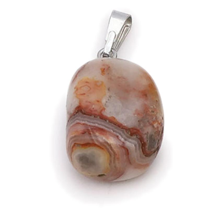 Pendentif agate crazy lace Mexique A (pierre roulée) - La Boite à Cailloux