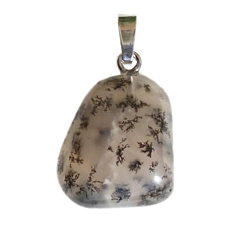 Pendentif agate dentrite Turquie A boucle argent 925 - La Boite à Cailloux