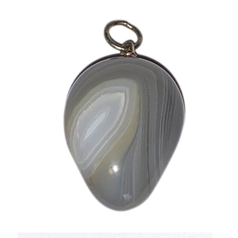 Pendentif agate grise Inde A (pierre roulée) - La Boite à Cailloux