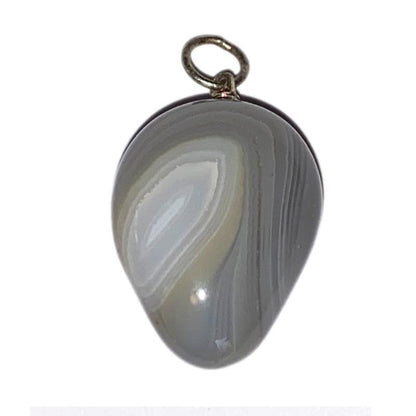 Pendentif agate grise Inde A (pierre roulée) - La Boite à Cailloux