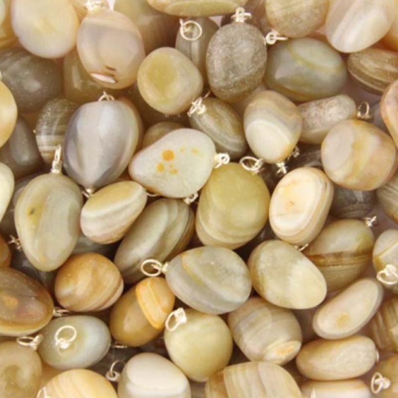 Pendentif agate jaune Brésil A (pierre roulée) - La Boite à Cailloux