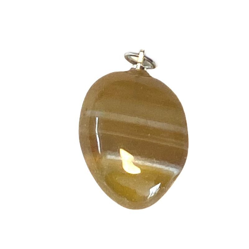 Pendentif agate jaune Brésil A (pierre roulée) - La Boite à Cailloux