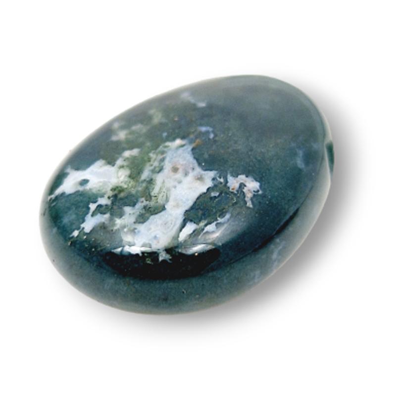 Pendentif agate mousse Brésil A (pierre trouée) + cordon - La Boite à Cailloux