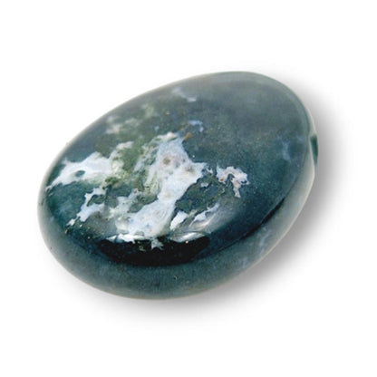 Pendentif agate mousse Brésil A (pierre trouée) + cordon - La Boite à Cailloux