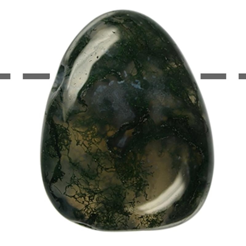 Pendentif agate mousse Brésil A (pierre trouée) + cordon - La Boite à Cailloux