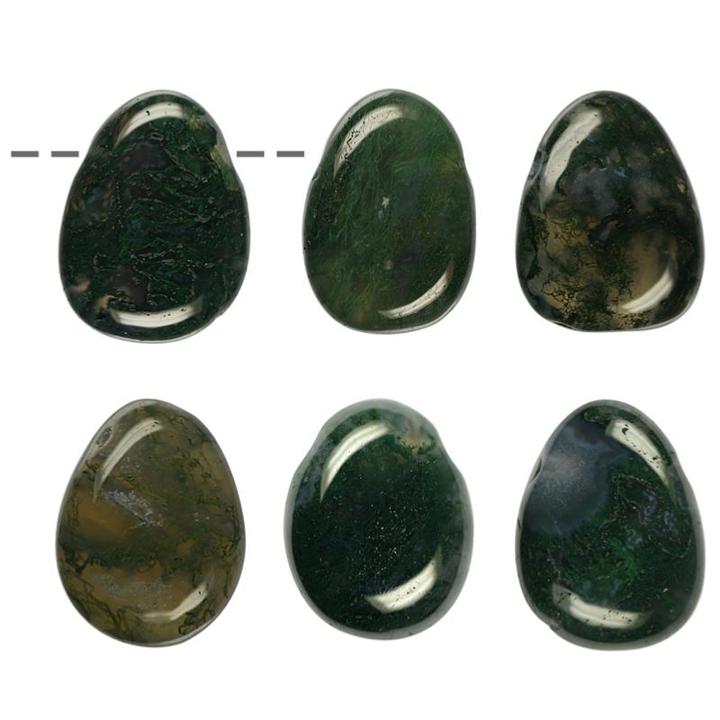 Pendentif agate mousse Brésil A (pierre trouée) + cordon - La Boite à Cailloux