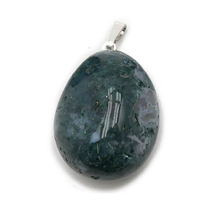 Pendentif agate mousse Brésil AA (pierre roulée) - La Boite à Cailloux