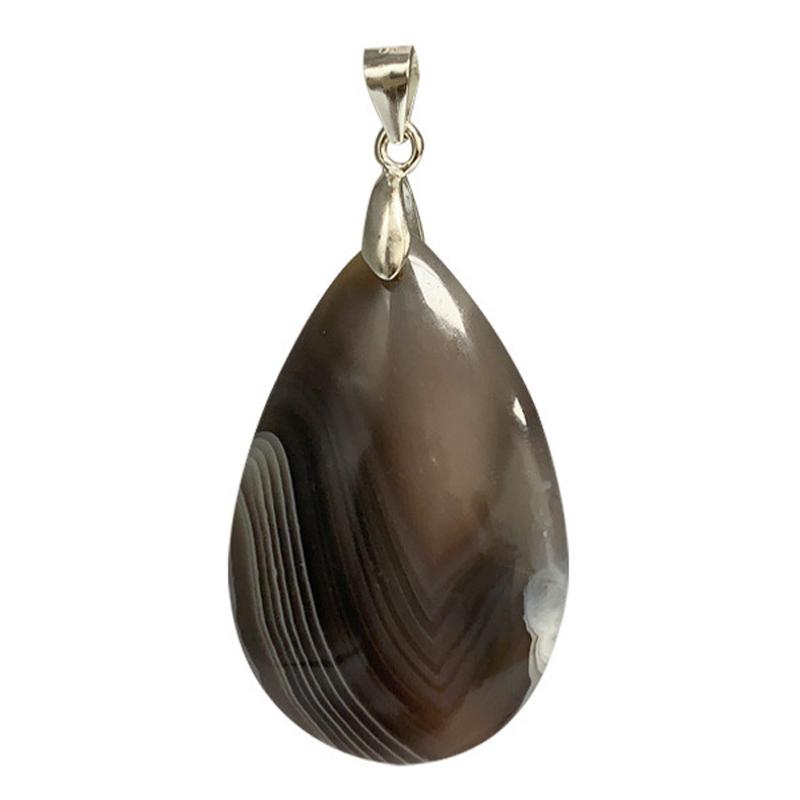 Pendentif agate naturelle Brésil A goutte argent 925 - La Boite à Cailloux