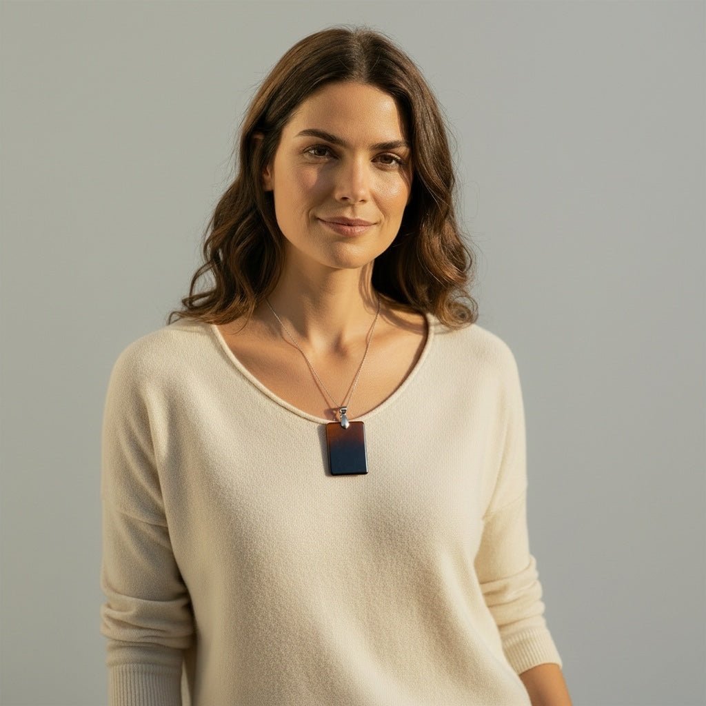 Pendentif agate naturelle Brésil AA acier inoxydable - La Boite à Cailloux