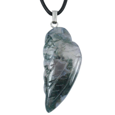 Pendentif aile d'ange 35mm agate mousse Brésil A