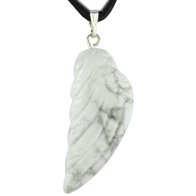 Pendentif aile d'ange 35mm howlite Zimbabwe A