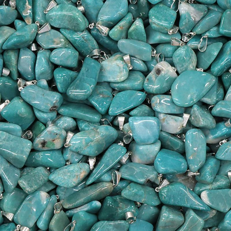 Pendentif amazonite Namibie A (pierre roulée) - La Boite à Cailloux