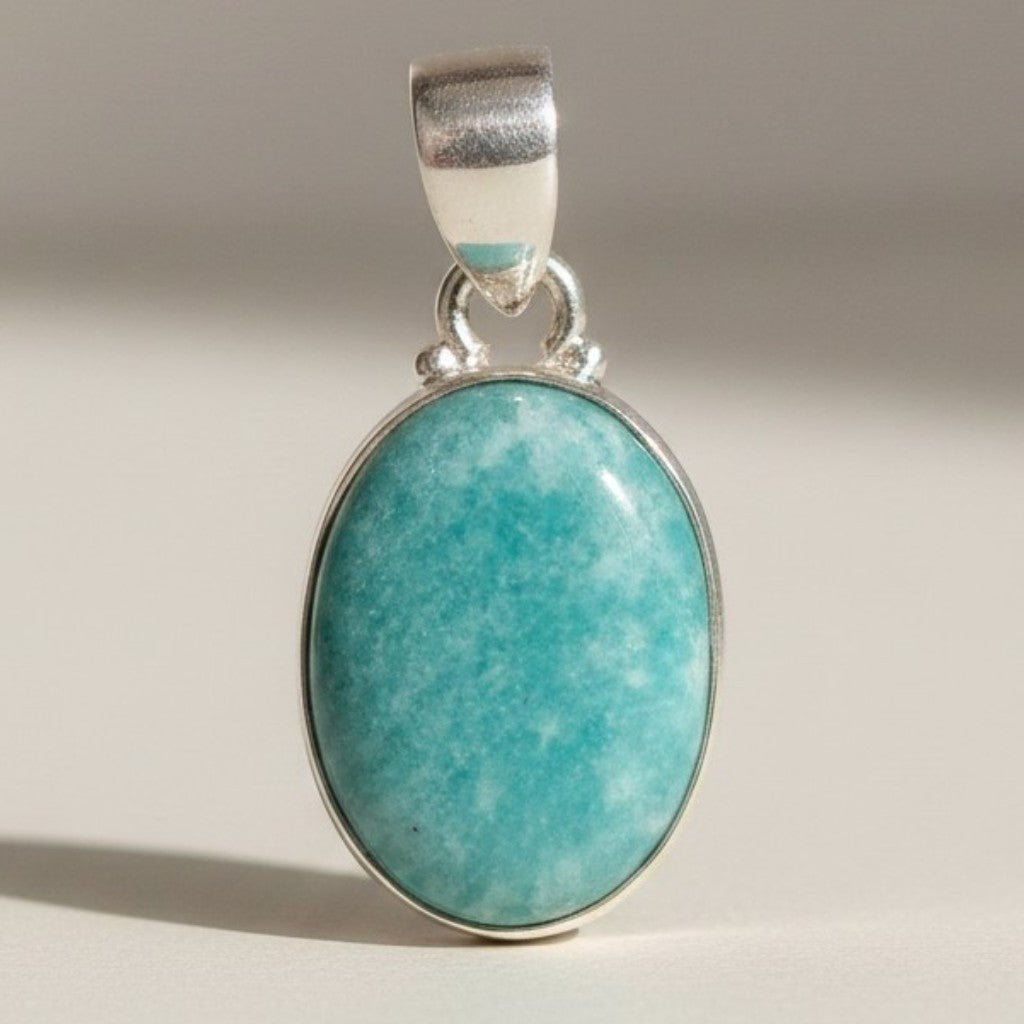 Pendentif amazonite Pérou AA argent 925 - La Boite à Cailloux