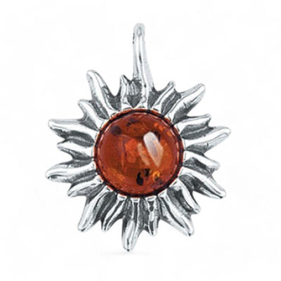 Colgante de plata y ámbar coñac (corazón)