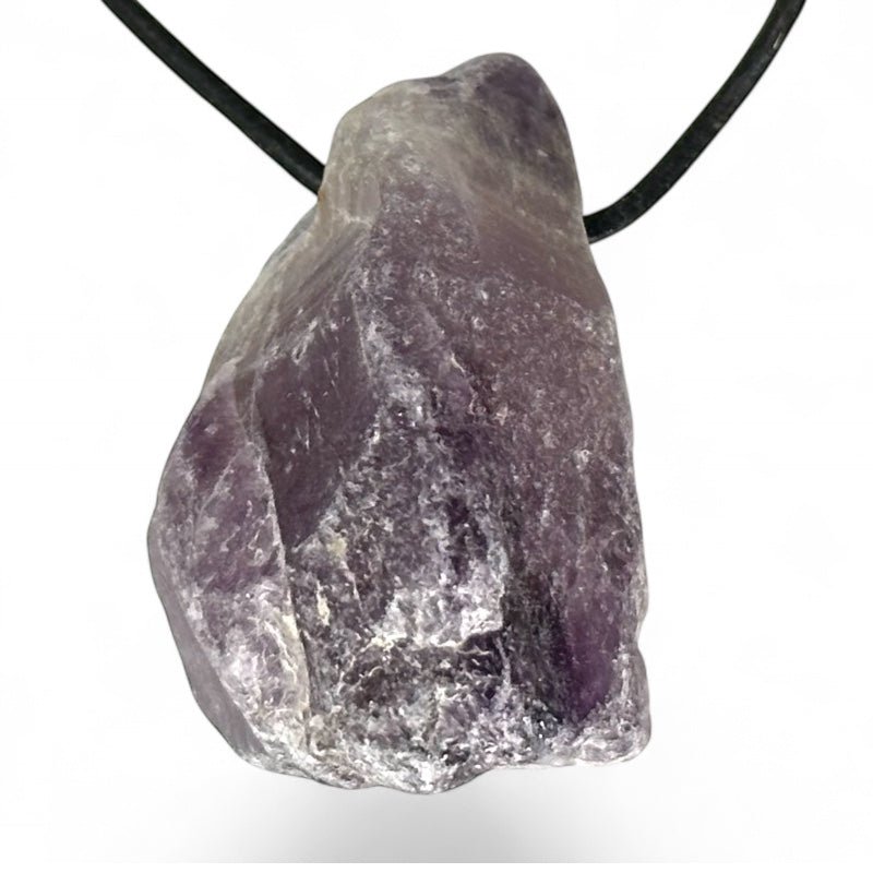 Pendentif améthyste Brésil A (pierre brute) + cordon - La Boite à Cailloux