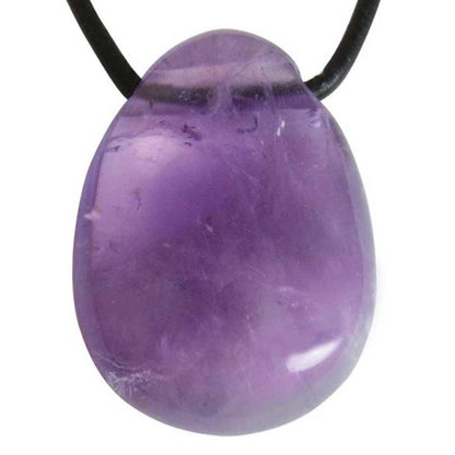 Pendentif améthyste Brésil A (pierre trouée) + cordon - La Boite à Cailloux