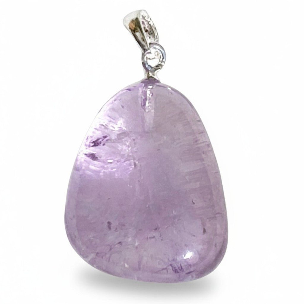 Pendentif améthyste Brésil AA pierre roulée boucle argent 925 - La Boite à Cailloux