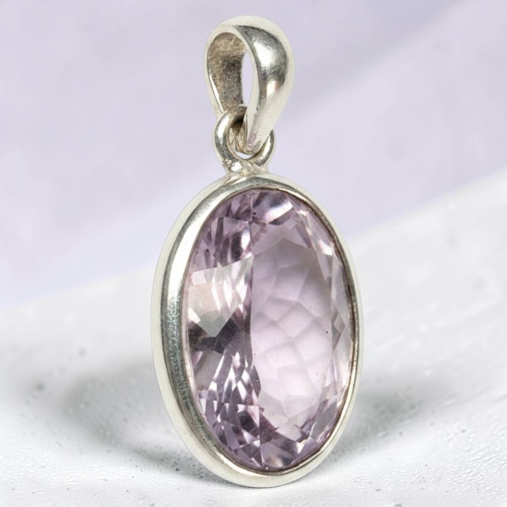Pendentif améthyste facettée Brésil AAA argent 925 - La Boite à Cailloux