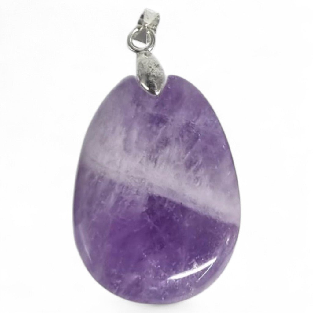 Pendentif améthyste rubanée Brésil A (pierre plate) - La Boite à Cailloux
