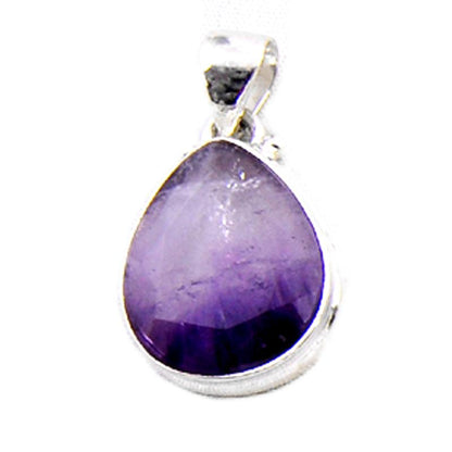 Pendentif améthyste rubanée Brésil AA argent 925 - La Boite à Cailloux