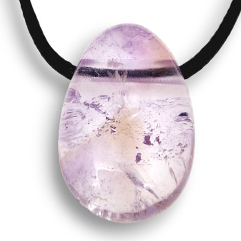 Pendentif amétrine Brésil A (pierre trouée) + cordon - La Boite à Cailloux