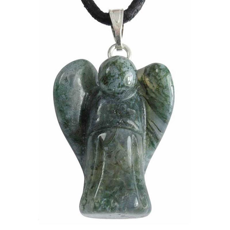 Pendentif ange agate mousse Brésil A 20mm - La Boite à Cailloux