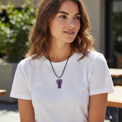Pendentif ange améthyste Brésil A 32mm - La Boite à Cailloux