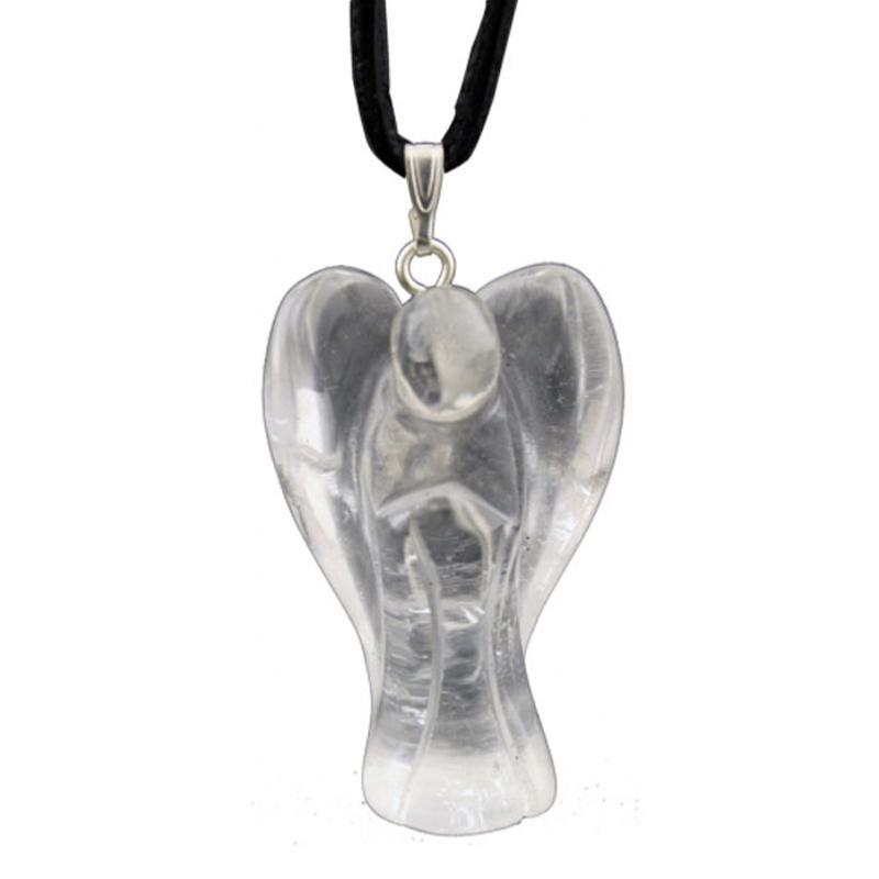 Pendentif ange cristal de roche 32mm - La Boite à Cailloux