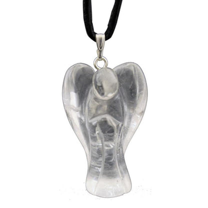 Pendentif ange cristal de roche 32mm - La Boite à Cailloux