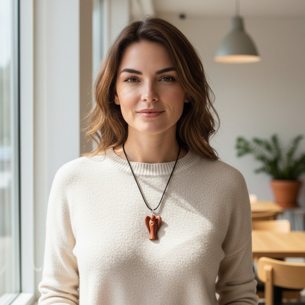 Pendentif ange jaspe rouge Afrique du Sud A 32mm - La Boite à Cailloux