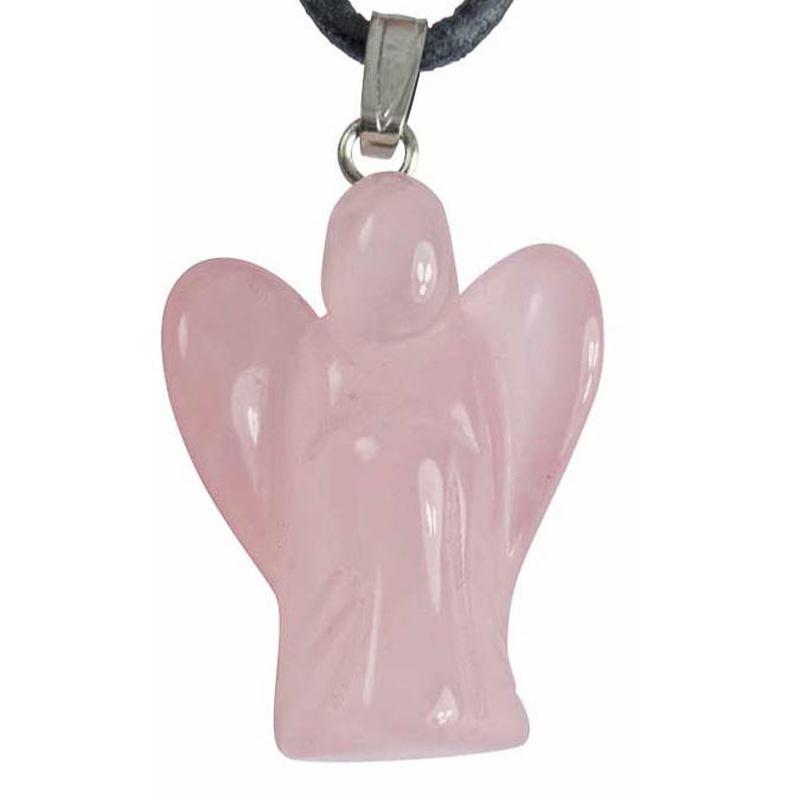 Pendentif ange quartz rose Brésil A 20mm - La Boite à Cailloux