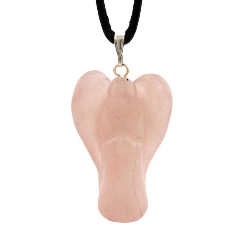 Pendentif ange quartz rose Brésil A 32mm - La Boite à Cailloux