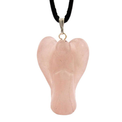 Pendentif ange quartz rose Brésil A 32mm - La Boite à Cailloux
