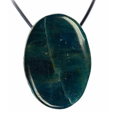 Colgante apatita azul Un óvalo (piedra agujereada) + cordón