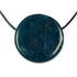 Pendentif apatite bleue A rond (pierre trouée) + cordon - La Boite à Cailloux
