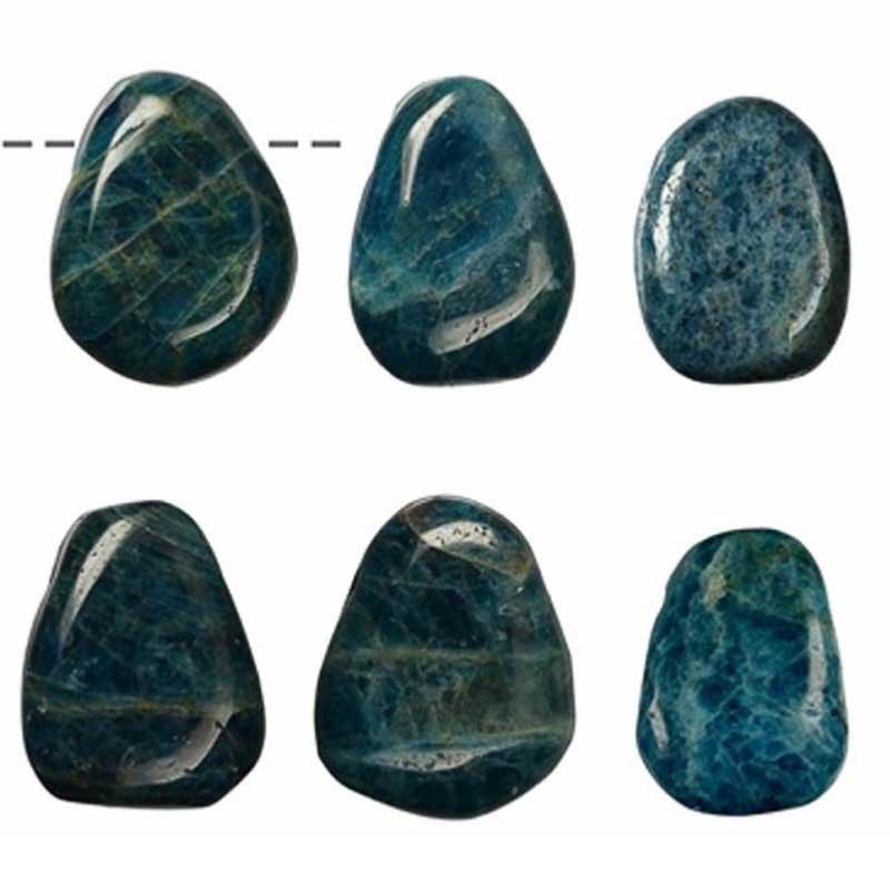 Pendentif apatite bleue Madagascar AA (pierre trouée) + cordon - La Boite à Cailloux