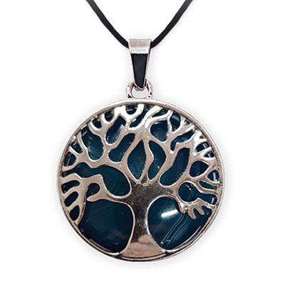 Colgante árbol de la vida ágata teñida de azul Brasil A