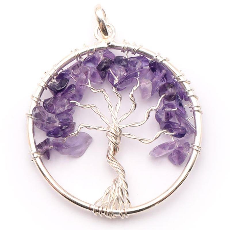 Pendentif arbre de vie améthyste Brésil A 40mm - La Boite à Cailloux