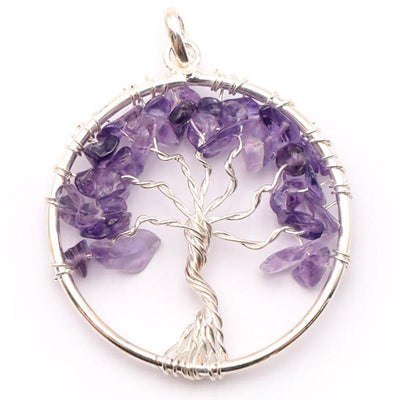Colgante Árbol de la Vida de Amatista Brasileña, 40 mm
