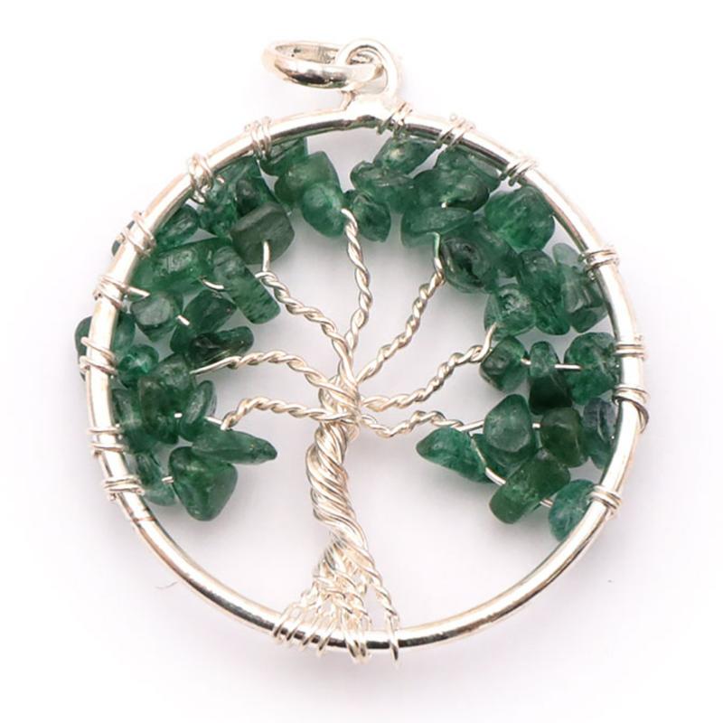 Pendentif arbre de vie aventurine verte Brésil A 40mm - La Boite à Cailloux