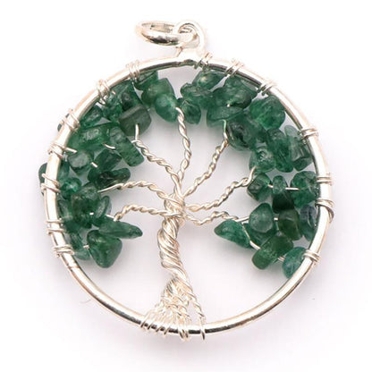 Pendentif arbre de vie aventurine verte Brésil A 40mm - La Boite à Cailloux