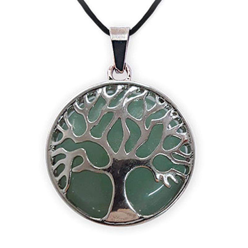 Pendentif arbre de vie aventurine verte Brésil A - La Boite à Cailloux