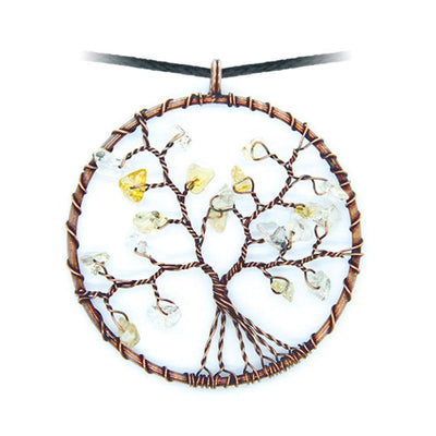 Heated citrine tree of life pendant (heated amethyst) 50mm + cord