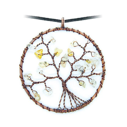 Pendentif arbre de vie citrine chauffée (améthyste chauffée) 50mm + cordon - La Boite à Cailloux
