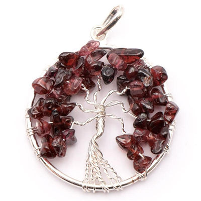 Colgante Árbol de la Vida, granate almandino rojo, India, 40 mm