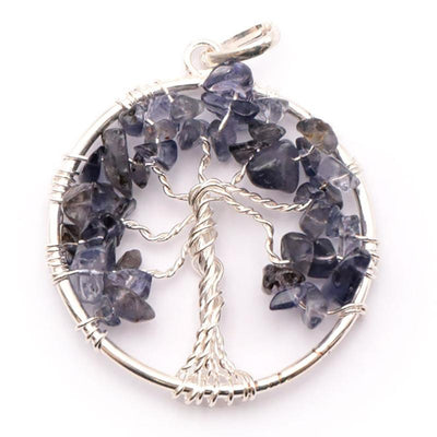 Pendentif arbre de vie iolite (cordiérite) Inde A 40mm